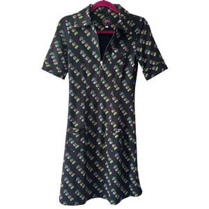 Tante Betsy Black & Green Potted Plants Pin Up Retro Inspired Dress Womens Small